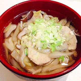 鶏と椎茸の白だしうどん